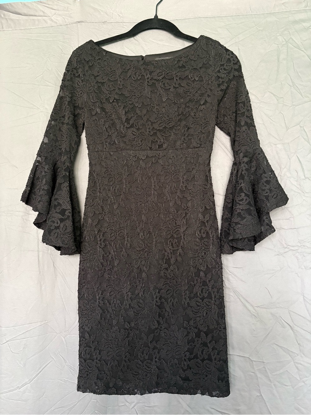 Teeze Me Black Lace Midi Dress with Bell Sleeves